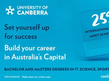 Học bổng 25%, 20%, 10% tất cả các khóa học tại Đại học Canberra