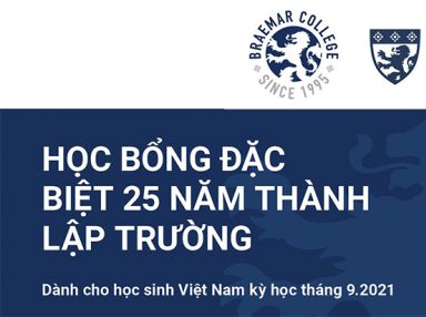 Học bổng đặc biệt nhân dịp 25 năm thành lập trường Braemar College