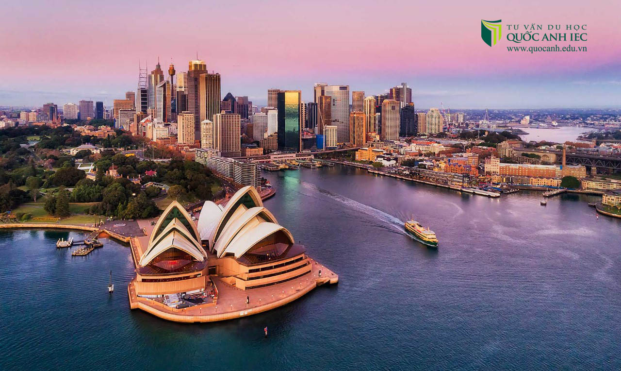 Công trình Opera Sydney giữa trời hoàng hôn