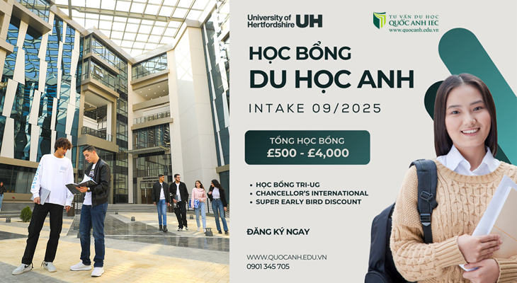 Học bổng & Deposit kỳ nhập học tháng 09/2025 tại Đại học Hertfordshire - UK 