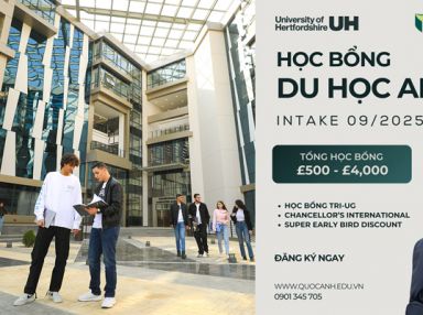 Học bổng & Deposit kỳ nhập học tháng 09/2025 tại Đại học Hertfordshire - UK 