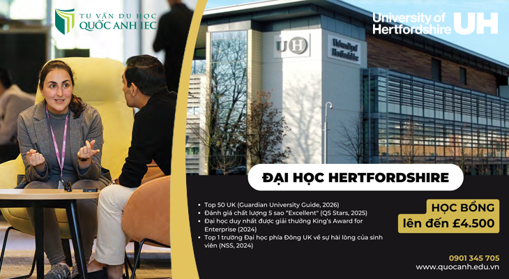 Đại Học Hertfordshire - Top 50 Tại Uk, vị trí gần London 
