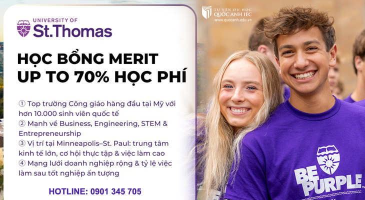 Đại học St. Thomas - Học bổng Merit tối đa 70% học phí