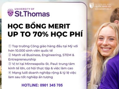 Đại học St. Thomas - Học bổng Merit tối đa 70% học phí
