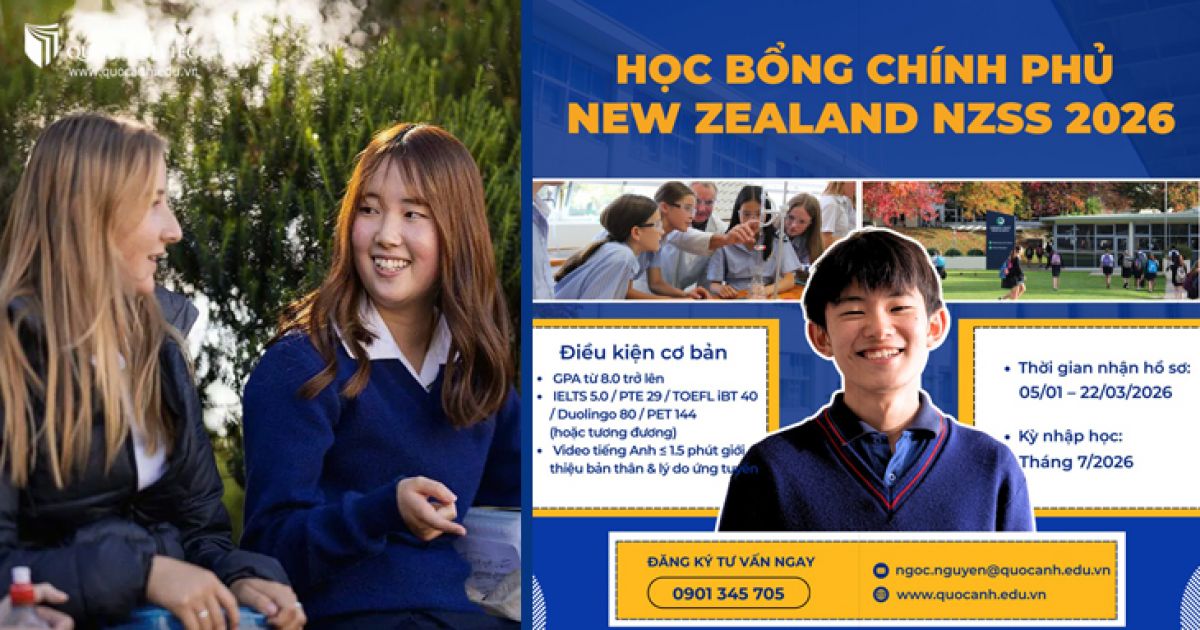Học Bổng Chính Phủ New Zealand NZSS 2026 | Du học Quốc Anh