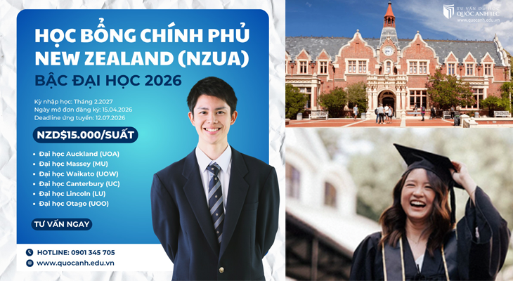 Học Bổng Chính Phủ New Zealand NZUA 2026 đã chính thức mở đơn 