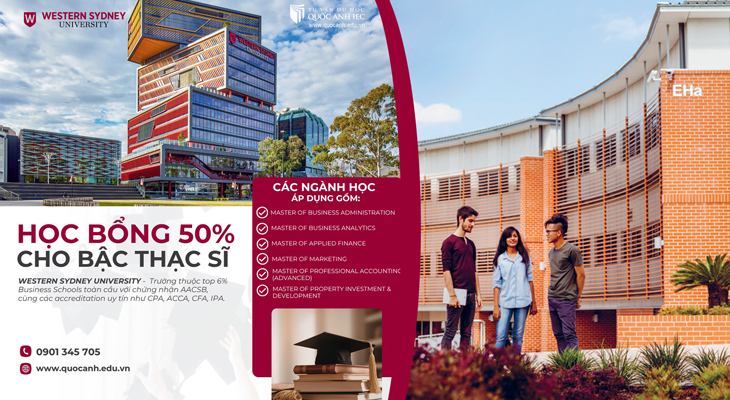 Chính thức mở đơn Học Bổng 50% cho bậc Thạc sĩ từ Western Sydney University (WSU) - Cơ hội cuối cùng năm 2026 