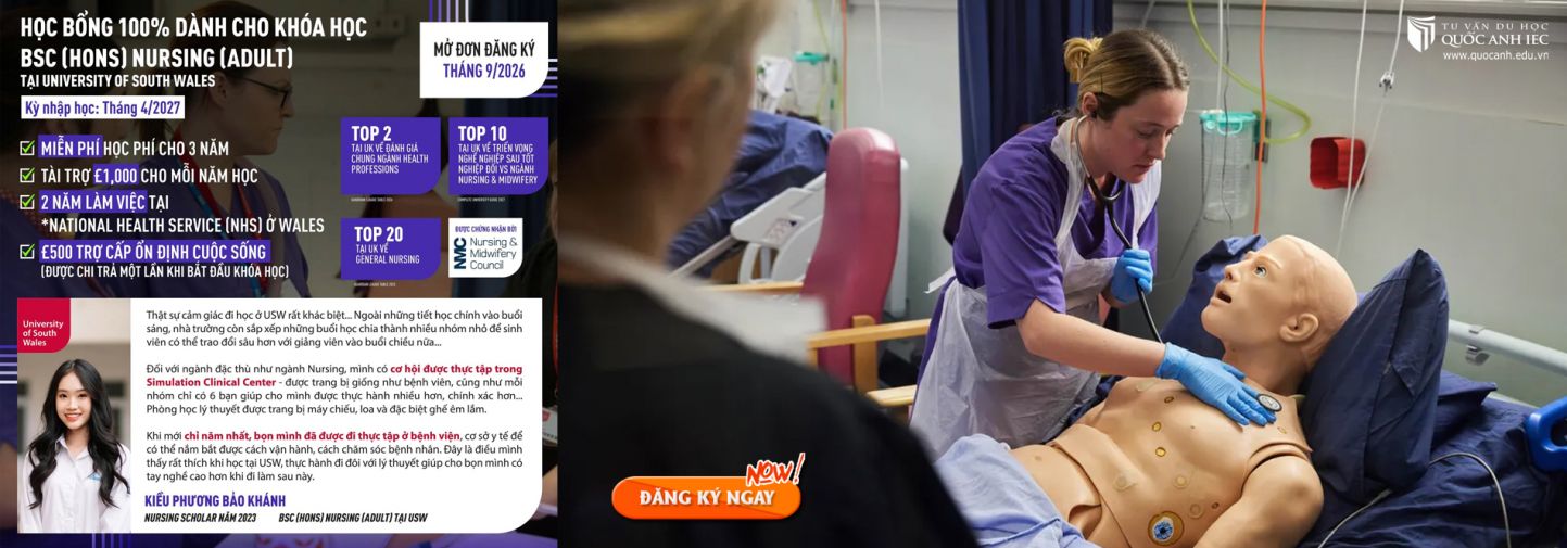 Học Bổng 100% toàn phần Ngành điều dưỡng tại UK