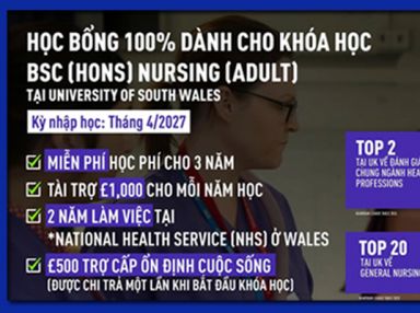 Học Bổng 100% toàn phần Ngành điều dưỡng tại UK